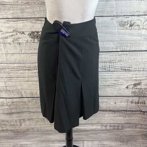 Ann Taylor Loft Skirt size 4 Classic Black Stretch Knee Pleated A Line Modest - Picture 7 of 8